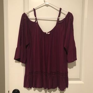 Burgundy off the shoulder top